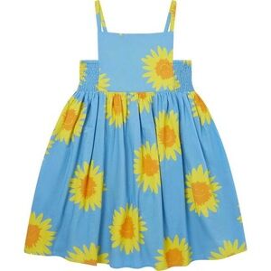 Stella McCartney Kids Blue Sunflower Smocked Dress. Size 6